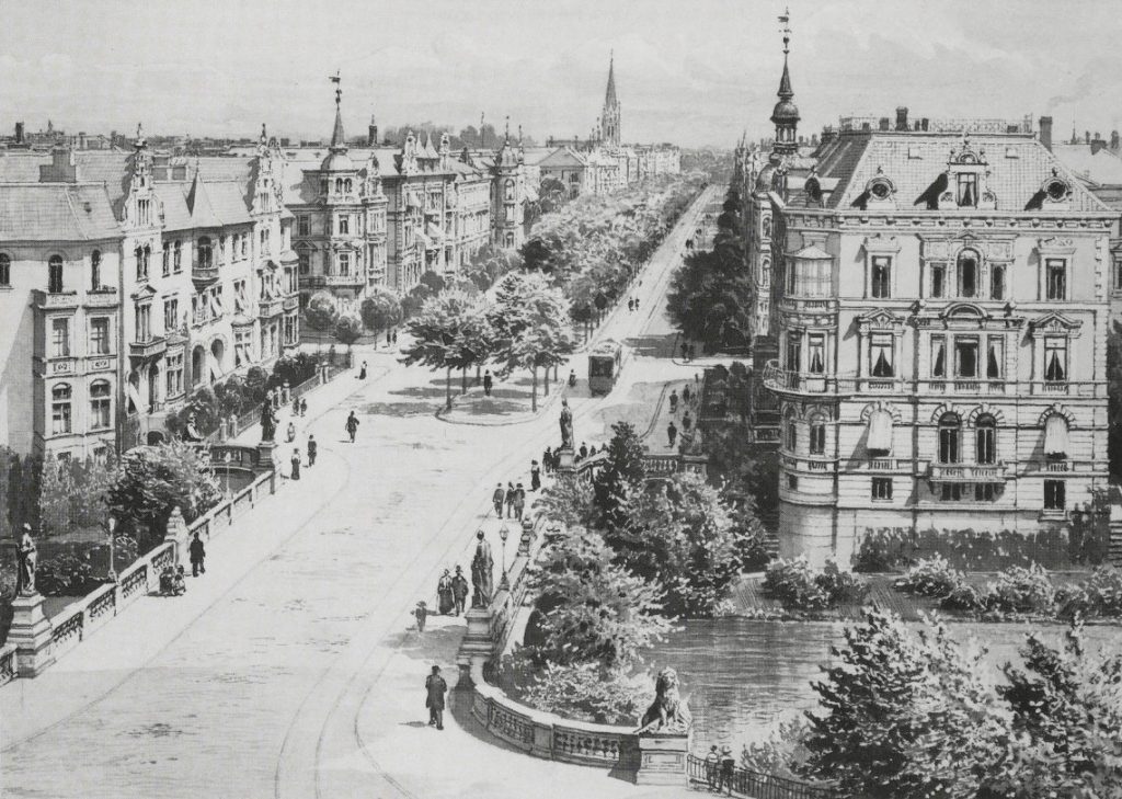 Kaiser-Wilhelm-Straße, Federzeichnung von O. Schulze