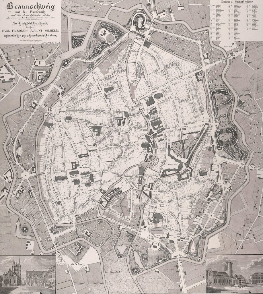 Karte der innerstädtischen Okergräben 1836